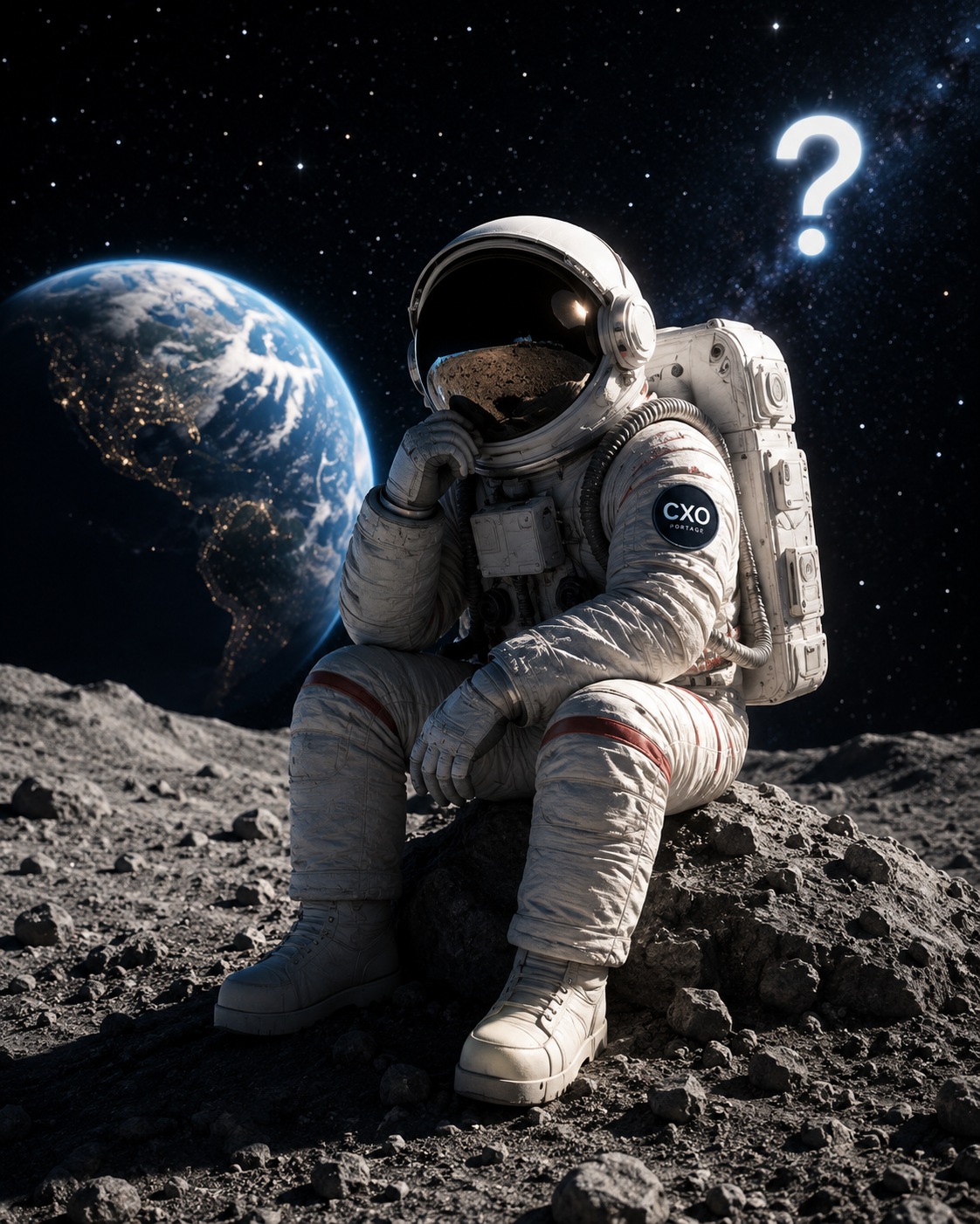 Astronaute CXO se posant des questions